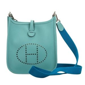 Hermes Mini Evelyn Blue Atolle Shoulder Bag